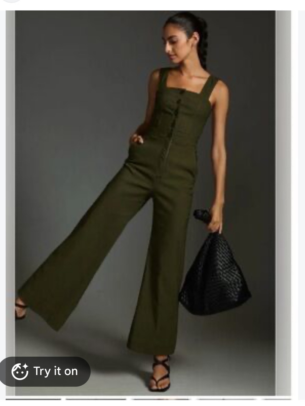 Maeve Anthropologie Colette button front jumpsuit olive green size 10